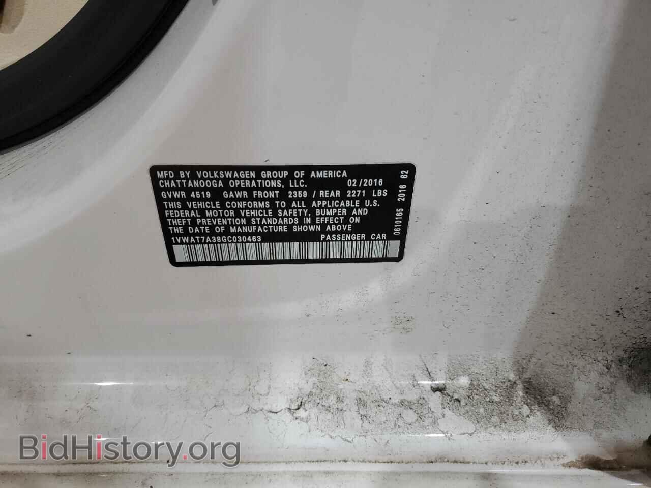 2016 VOLKSWAGEN PASSAT - VIN: 1VWAT7A38GC030463 - Фото 13