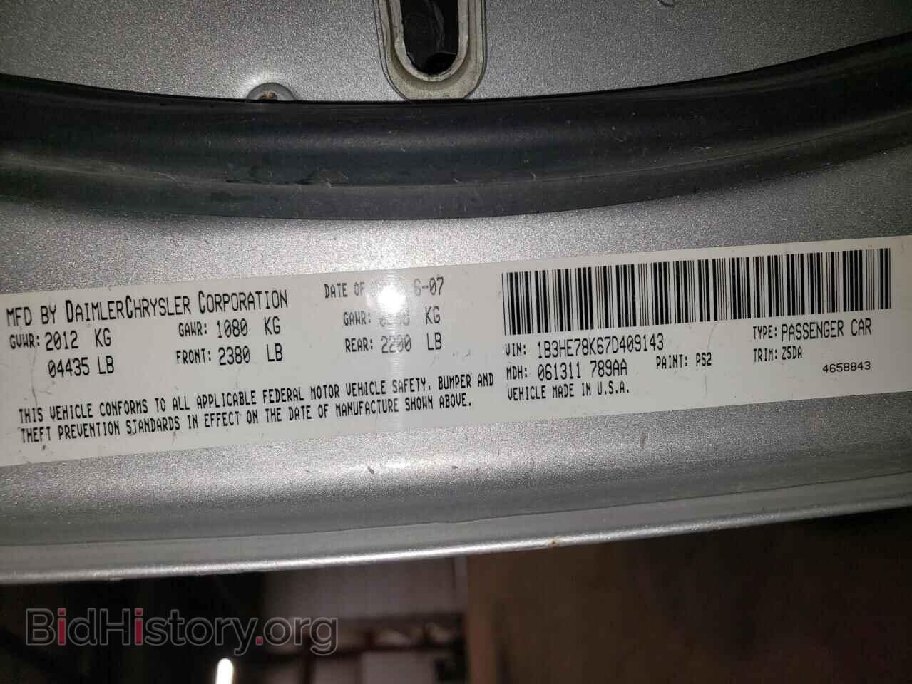 2007 DODGE CALIBER - VIN: 1B3HE78K67D409143 - Photo 13