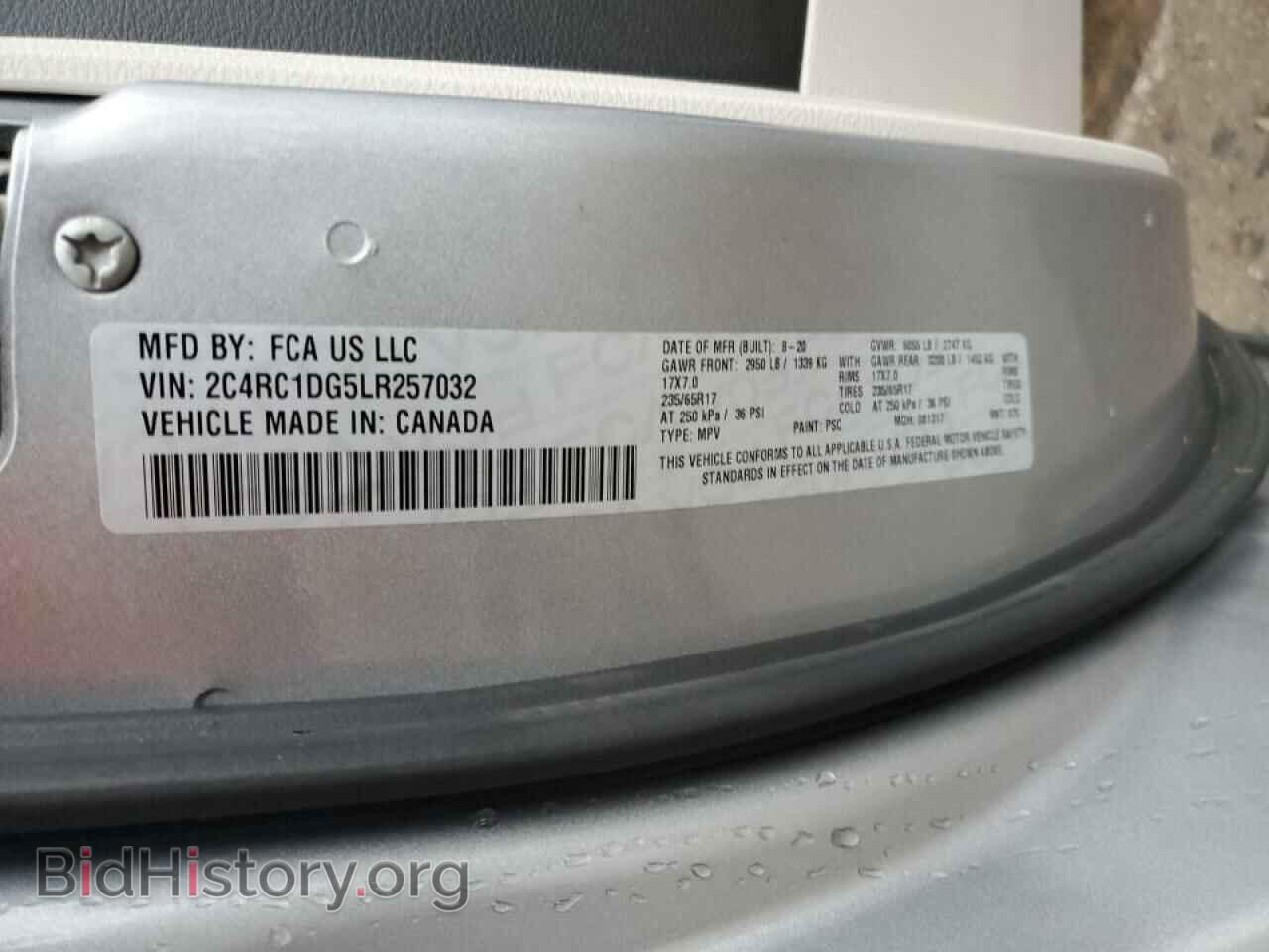 2020 CHRYSLER MINIVAN - VIN: 2C4RC1DG5LR257032 - Фото 13