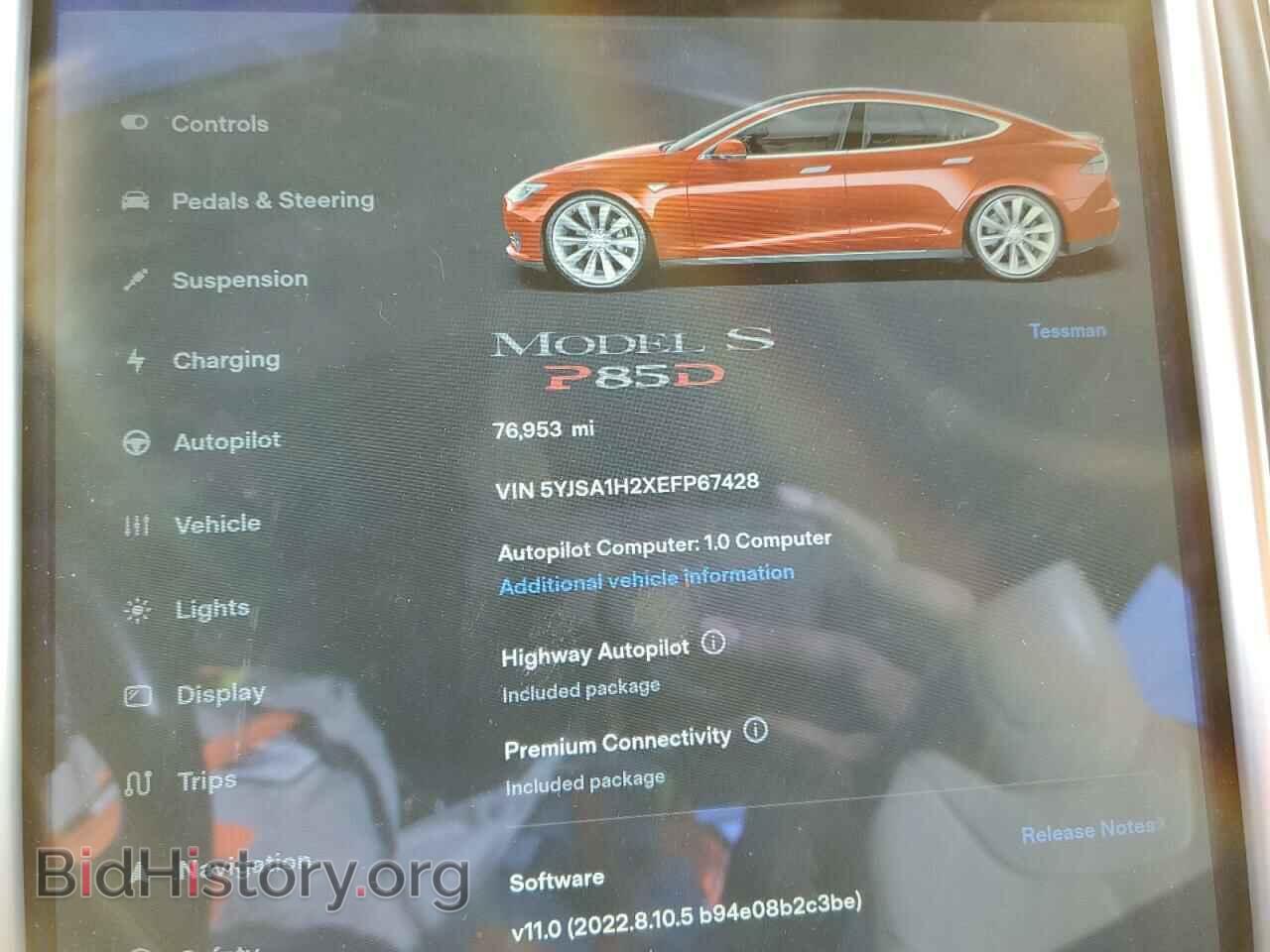 2014 TESLA MODEL S - VIN: 5YJSA1H2XEFP67428 - Фото 9