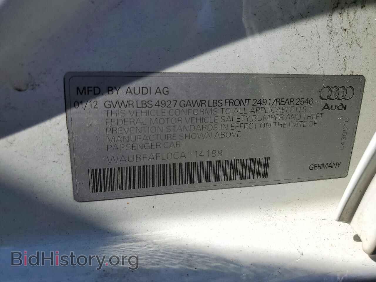 2012 AUDI A4 - VIN: WAUBFAFL0CA114199 - Photo 12