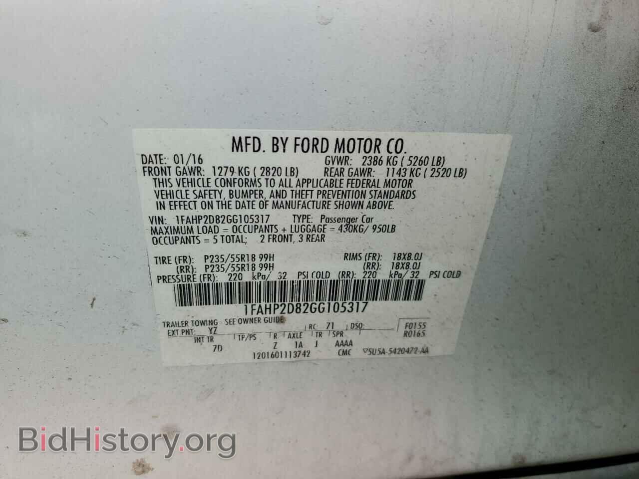 2016 FORD TAURUS - VIN: 1FAHP2D82GG105317 - Photo 12