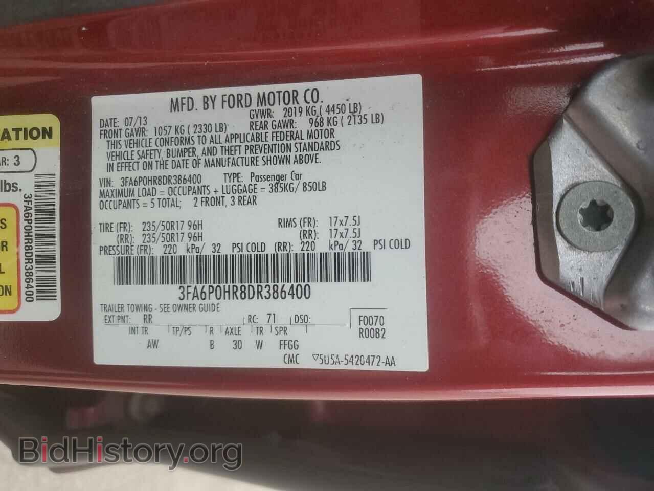 2013 FORD FUSION - VIN: 3FA6P0HR8DR386400 - Фото 13