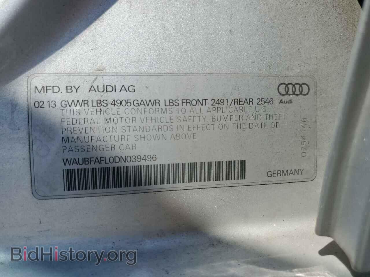 2013 AUDI A4 - VIN: WAUBFAFL0DN039496 - Фото 12