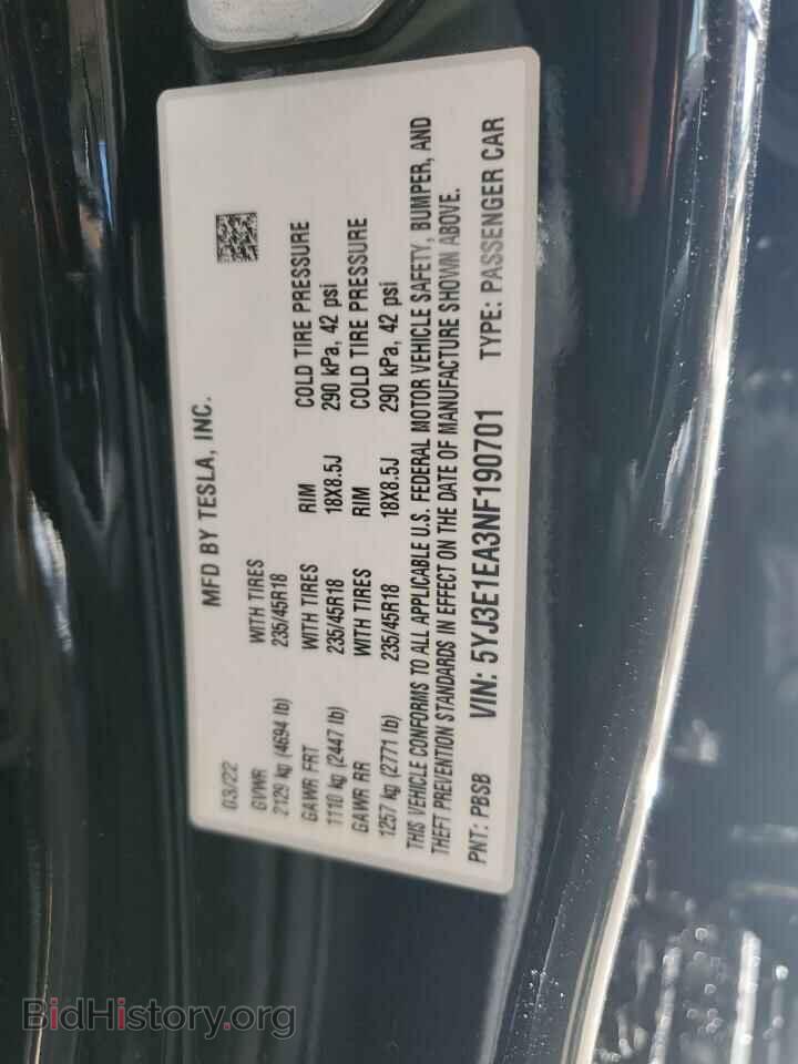 2022 TESLA MODEL 3 - VIN: 5YJ3E1EA3NF190701 - Photo 12