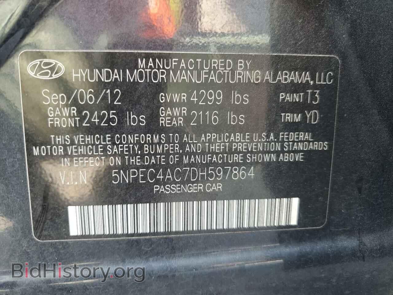 2013 HYUNDAI SONATA - VIN: 5NPEC4AC7DH597864 - Photo 13