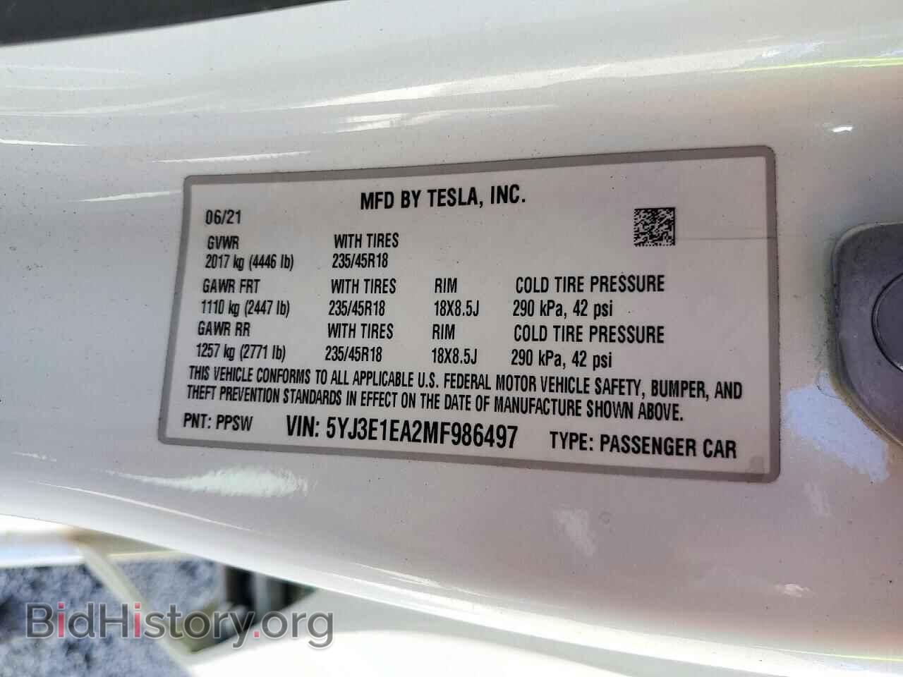 2021 TESLA MODEL 3 - VIN: 5YJ3E1EA2MF986497 - Фото 12