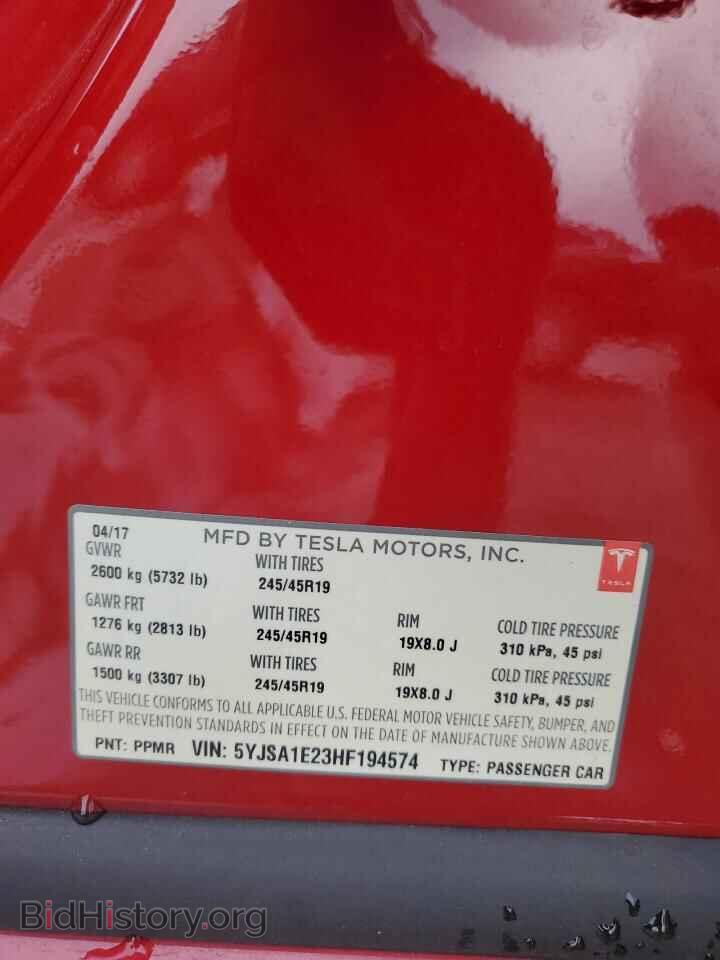 2017 TESLA MODEL S - VIN: 5YJSA1E23HF194574 - Фото 12