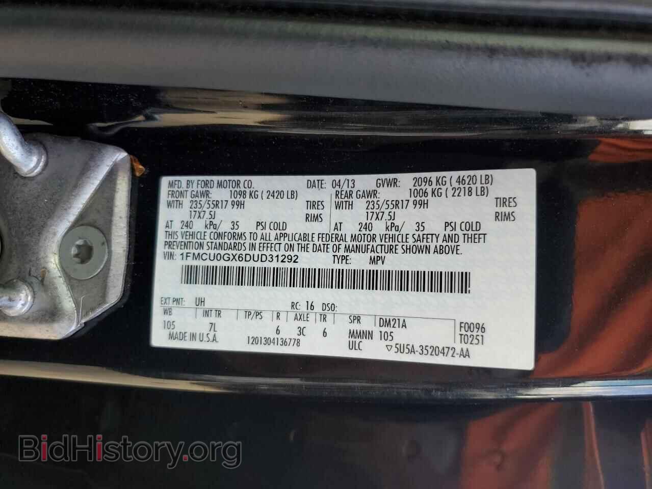 2013 FORD ESCAPE - VIN: 1FMCU0GX6DUD31292 - Фото 12