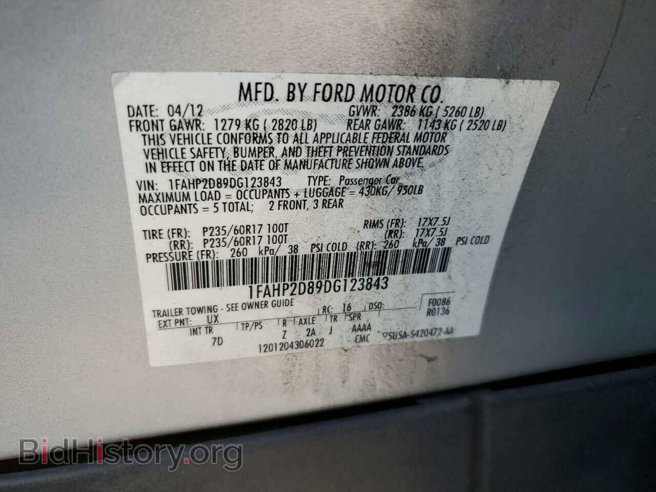 2013 FORD TAURUS - VIN: 1FAHP2D89DG123843 - Фото 12