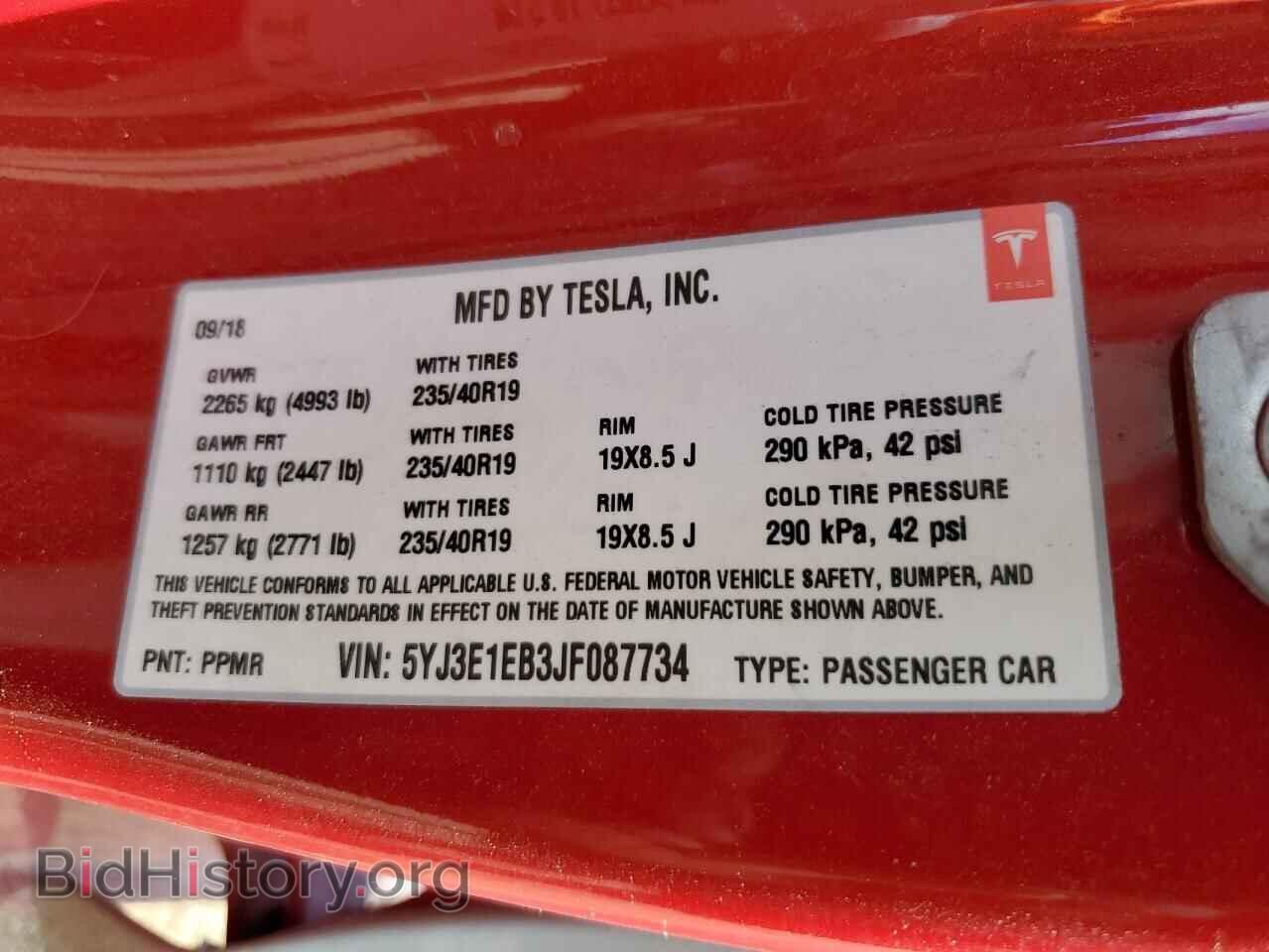 2018 TESLA MODEL 3 - VIN: 5YJ3E1EB3JF087734 - Фото 12