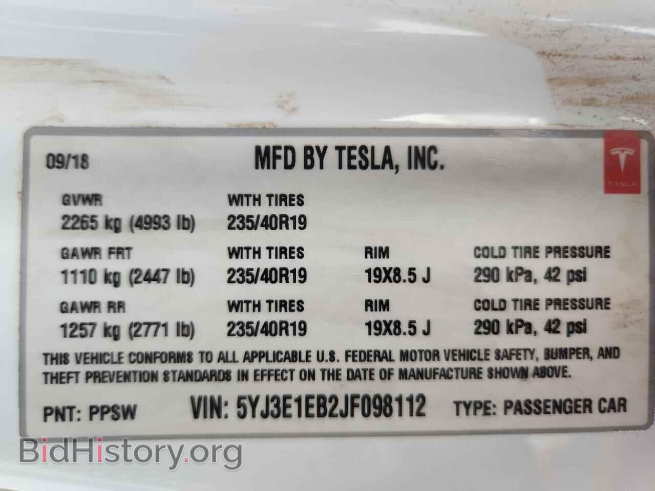2018 TESLA MODEL 3 - VIN: 5YJ3E1EB2JF098112 - Photo 12