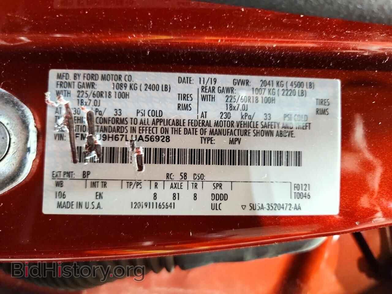 2020 FORD ESCAPE - VIN: 1FMCU9H67LUA56928 - Photo 13