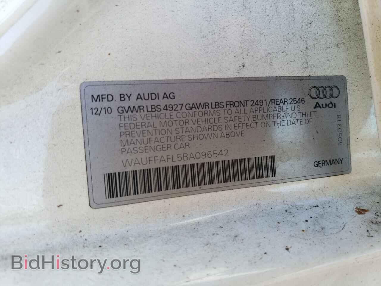 2011 AUDI A4 - VIN: WAUFFAFL5BA096542 - Фото 12