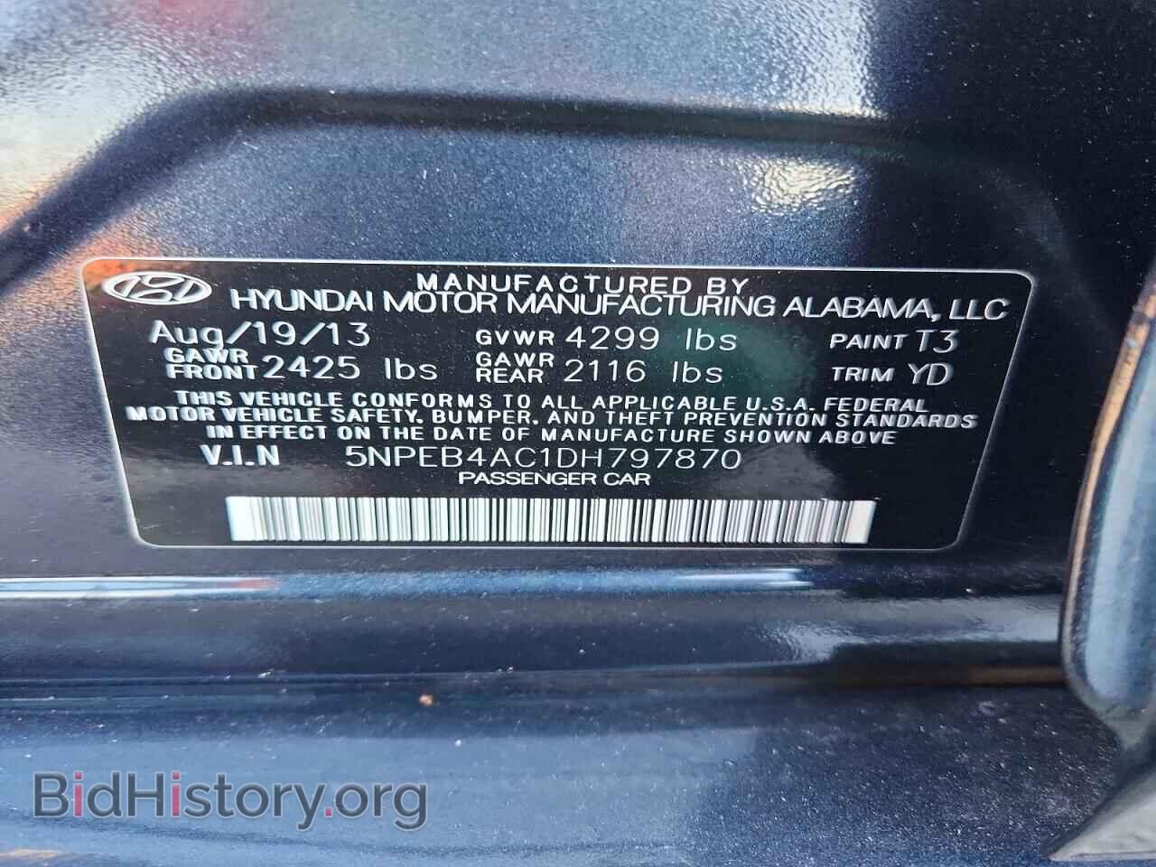 2013 HYUNDAI SONATA - VIN: 5NPEB4AC1DH797870 - Фото 12