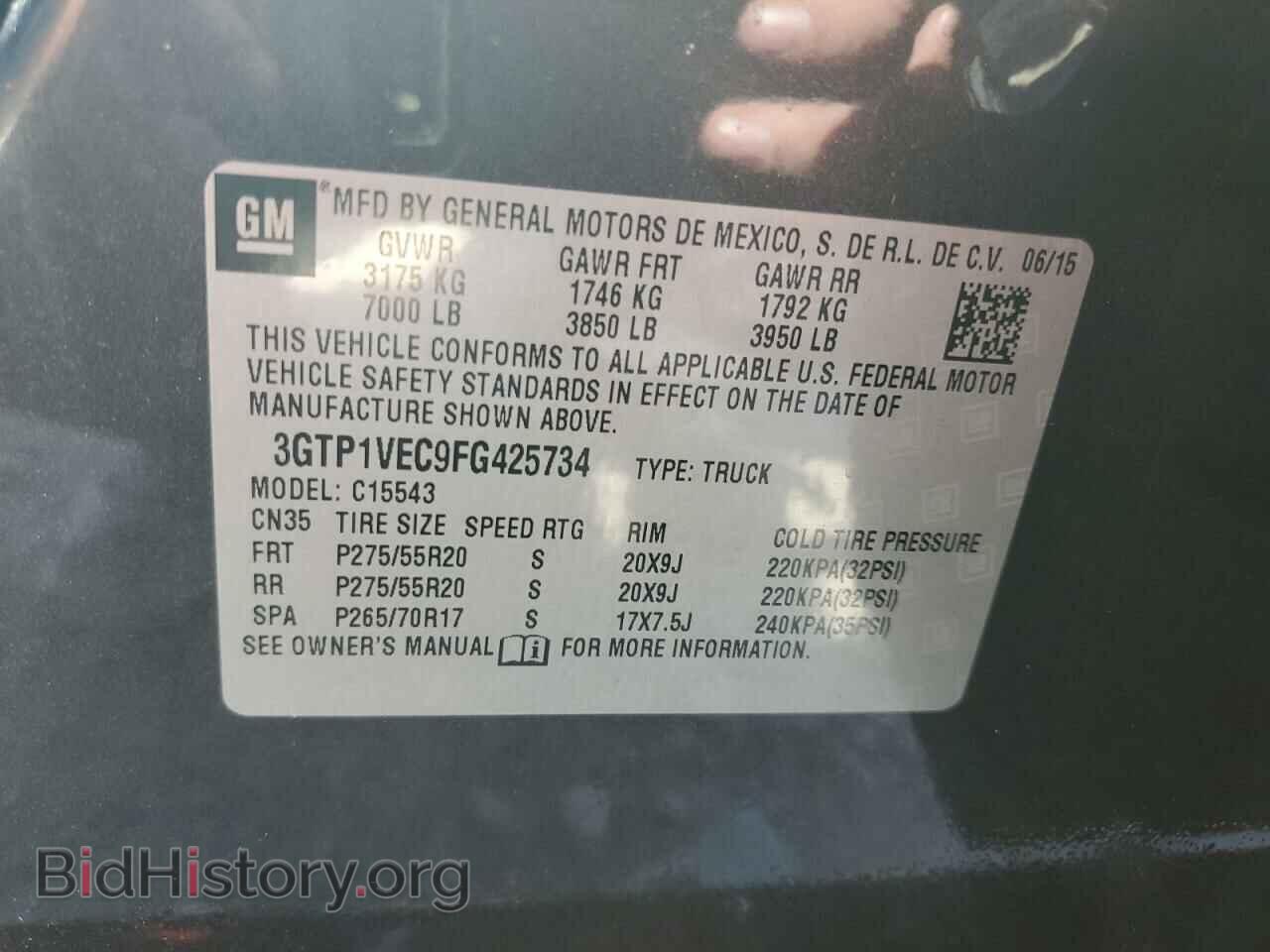 2015 GMC SIERRA - VIN: 3GTP1VEC9FG425734 - Фото 12
