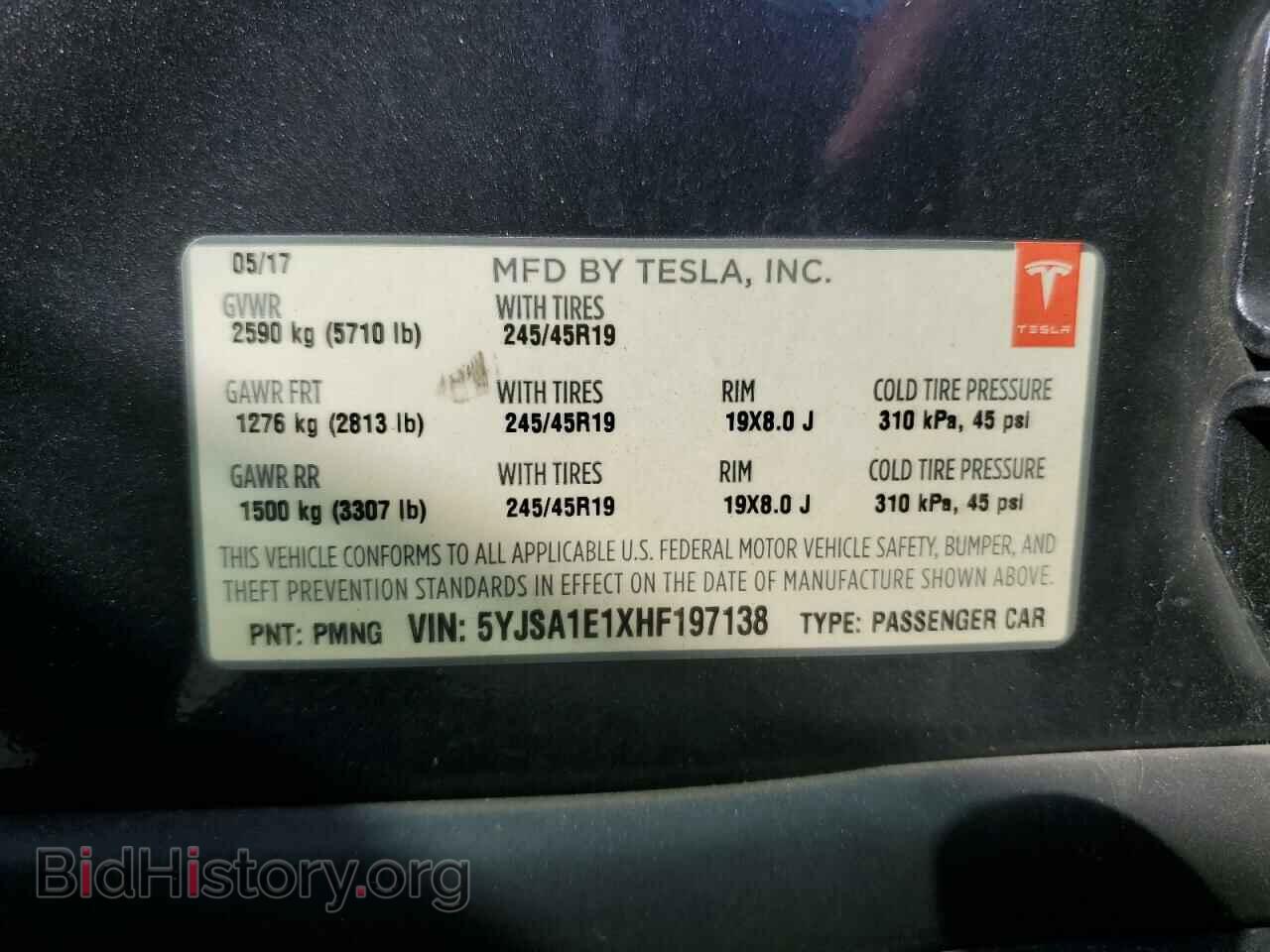 2017 TESLA MODEL S - VIN: 5YJSA1E1XHF197138 - Photo 12