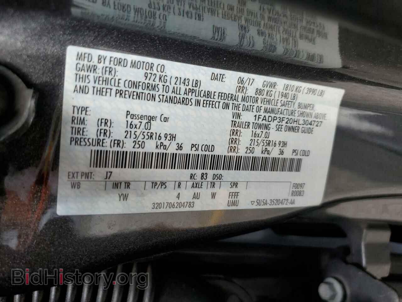 2017 FORD FOCUS - VIN: 1FADP3F20HL304727 - Фото 12
