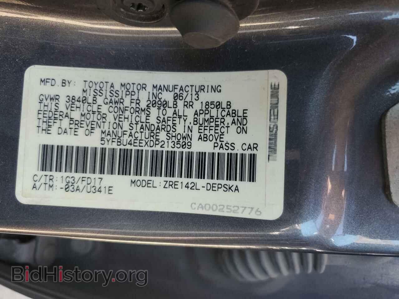 2013 TOYOTA COROLLA - VIN: 5YFBU4EEXDP213509 - Фото 13