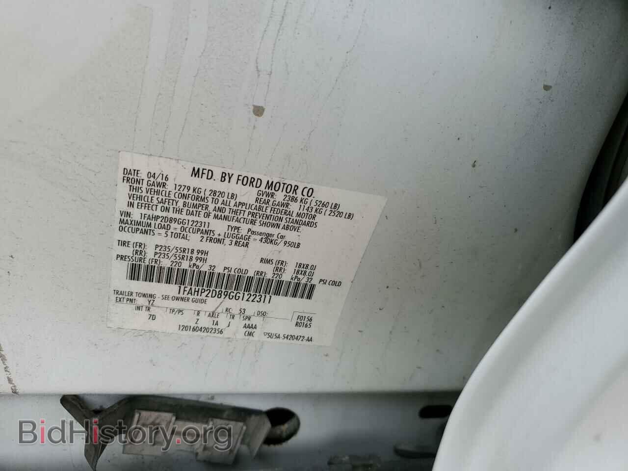 2016 FORD TAURUS - VIN: 1FAHP2D89GG122311 - Photo 12