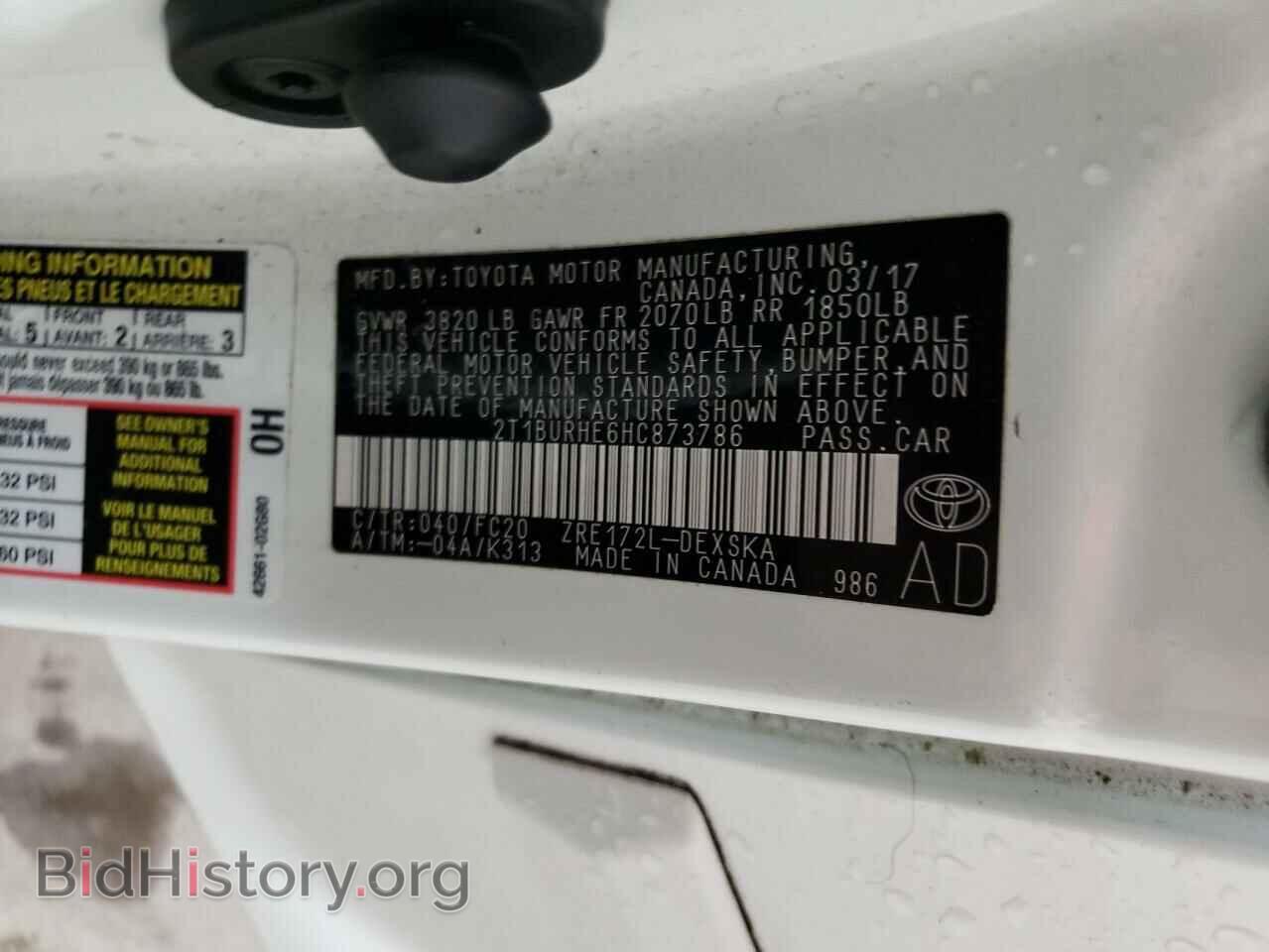 2017 TOYOTA COROLLA - VIN: 2T1BURHE6HC873786 - Фото 12