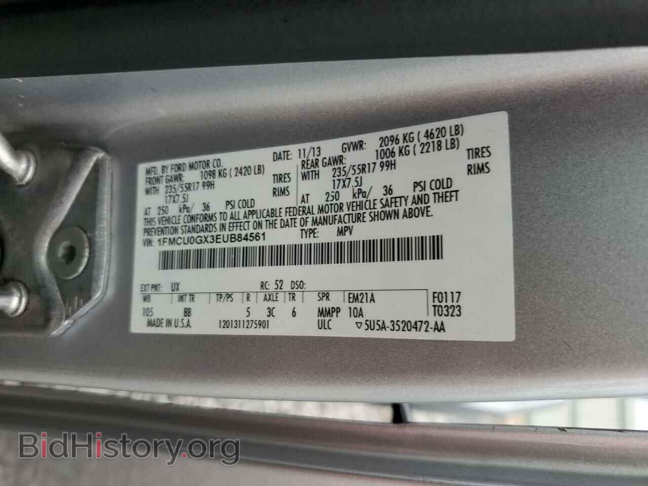 2014 FORD ESCAPE - VIN: 1FMCU0GX3EUB84561 - Фото 12