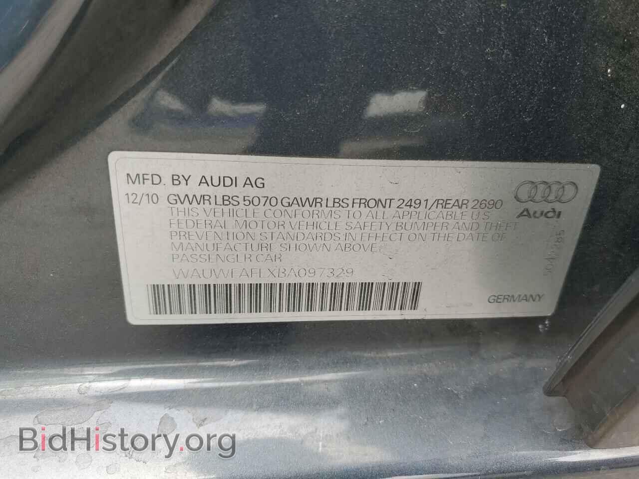 2011 AUDI A4 - VIN: WAUWFAFLXBA097329 - Фото 12
