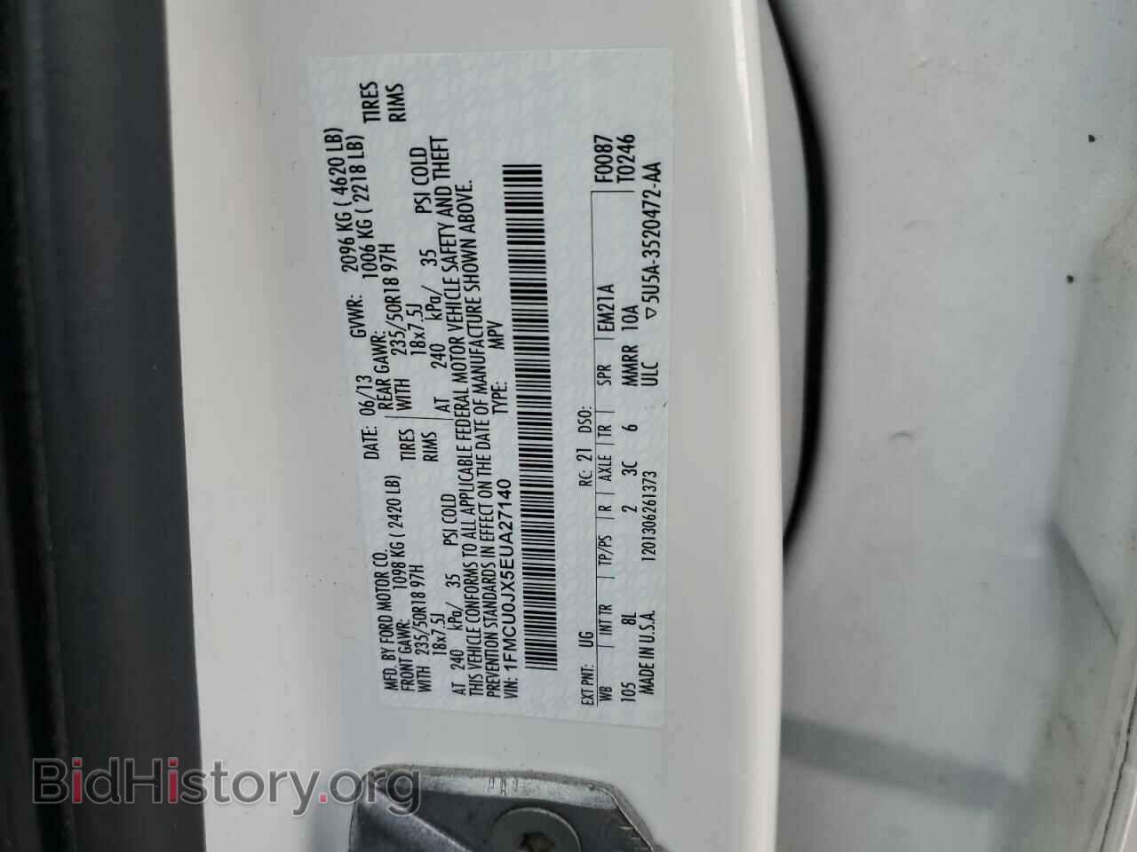 2014 FORD ESCAPE - VIN: 1FMCU0JX5EUA27140 - Фото 13