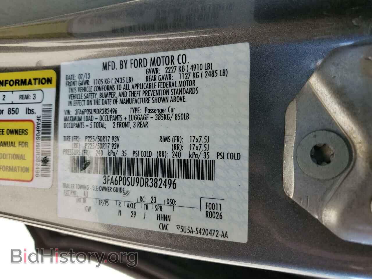 2013 FORD FUSION - VIN: 3FA6P0SU9DR382496 - Фото 12