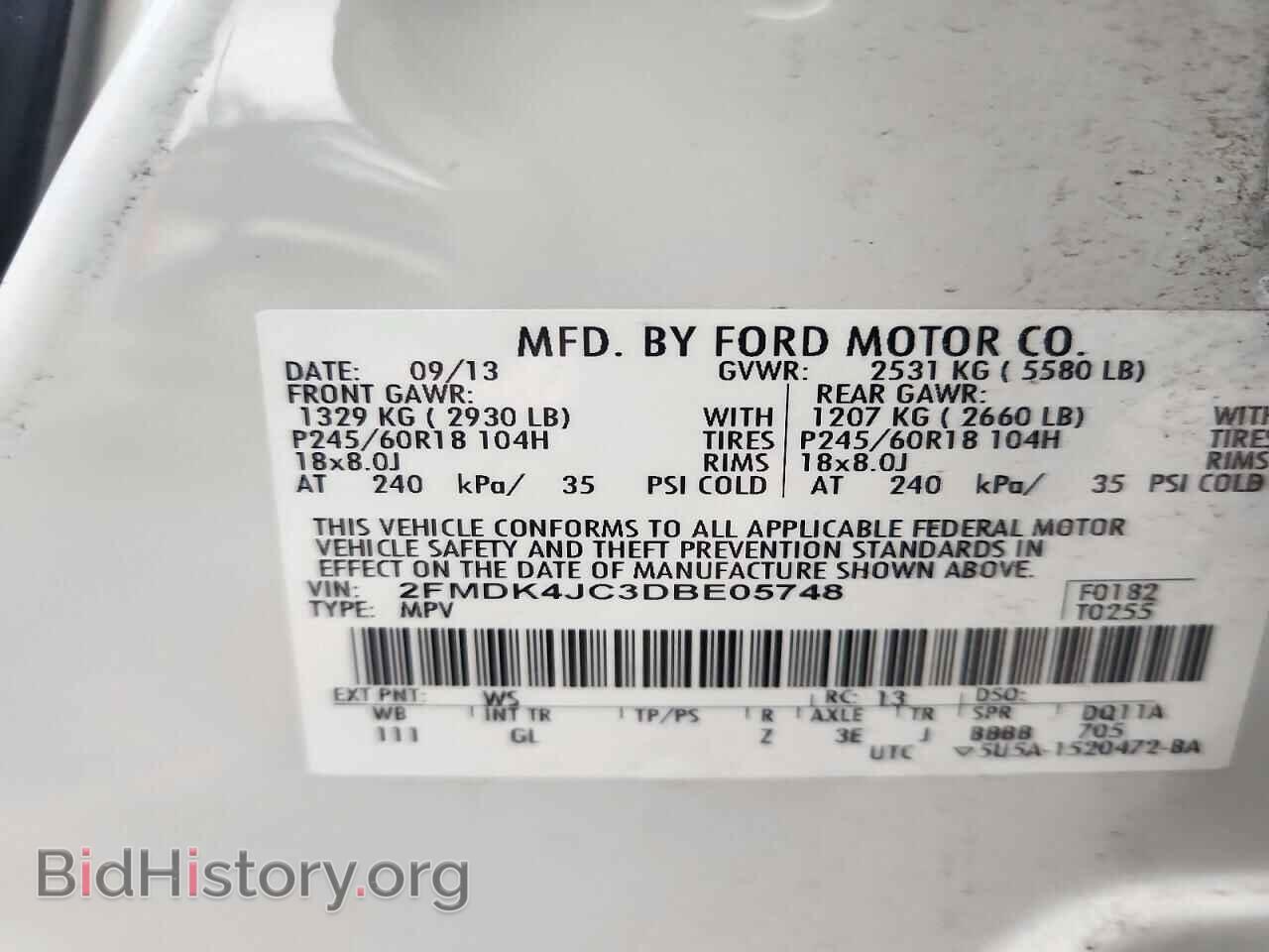 2013 FORD EDGE - VIN: 2FMDK4JC3DBE05748 - Photo 13