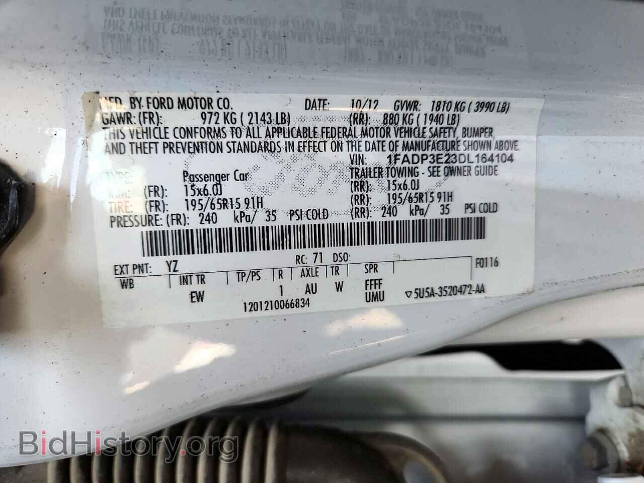 2013 FORD FOCUS - VIN: 1FADP3E23DL164104 - Фото 12