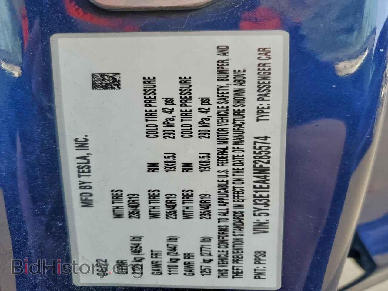 2022 TESLA MODEL 3 - VIN: 5YJ3E1EA4NF285574 - Photo 12