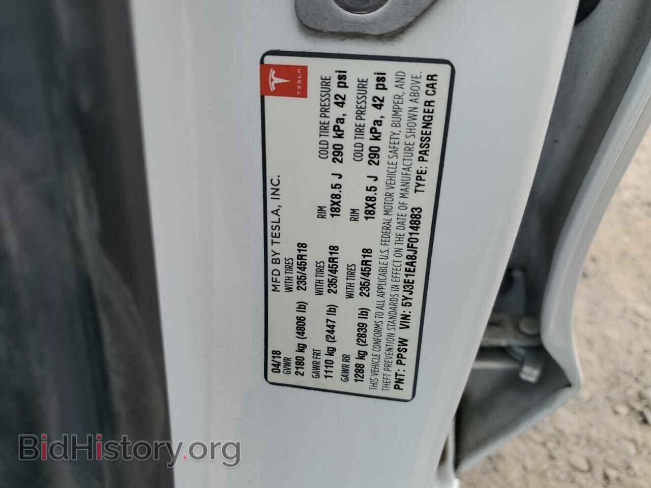 2018 TESLA MODEL 3 - VIN: 5YJ3E1EA8JF014883 - Фото 12