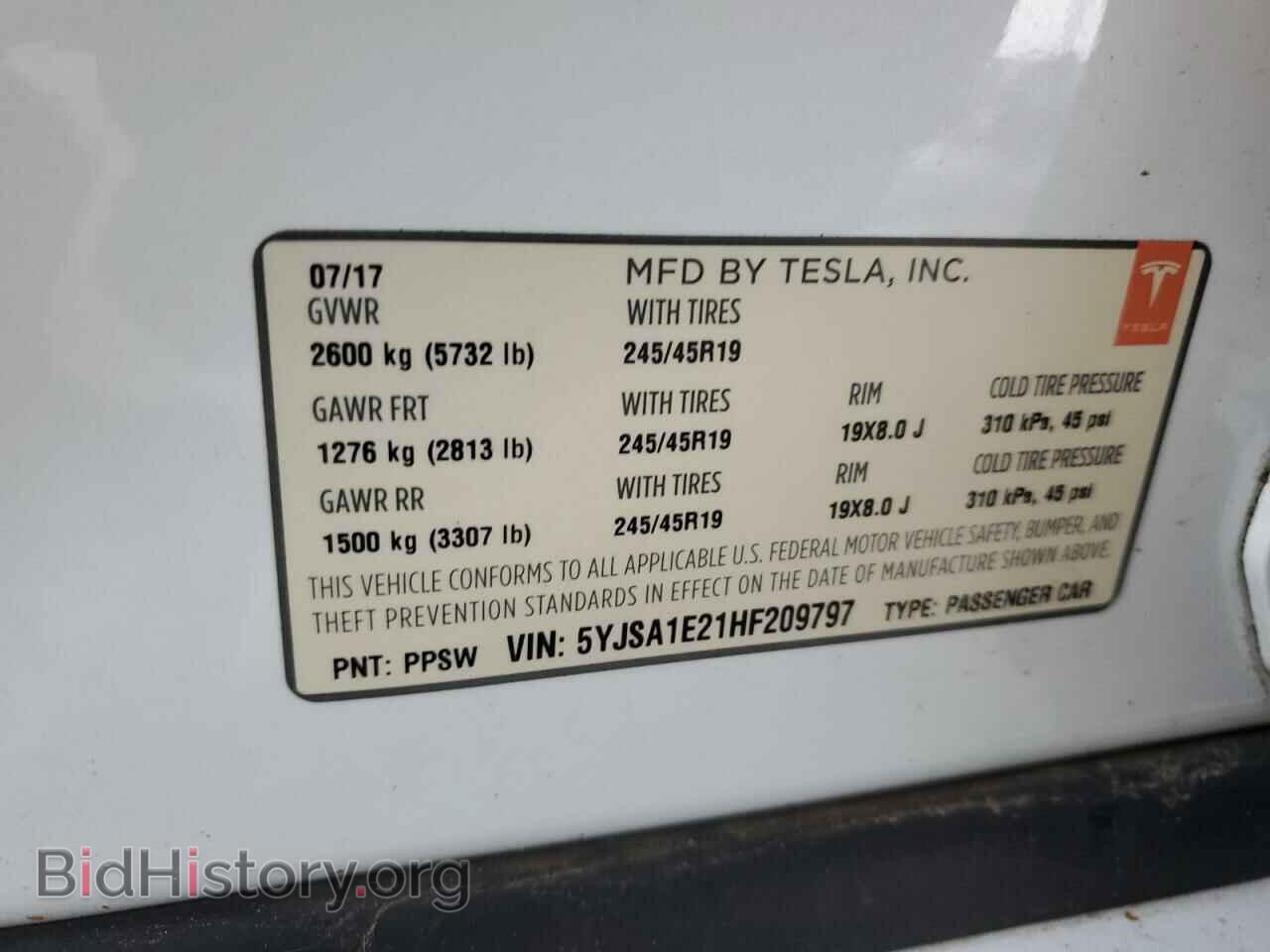 2017 TESLA MODEL S - VIN: 5YJSA1E21HF209797 - Фото 12