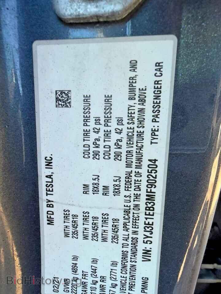 2021 TESLA MODEL 3 - VIN: 5YJ3E1EB3MF902504 - Photo 10
