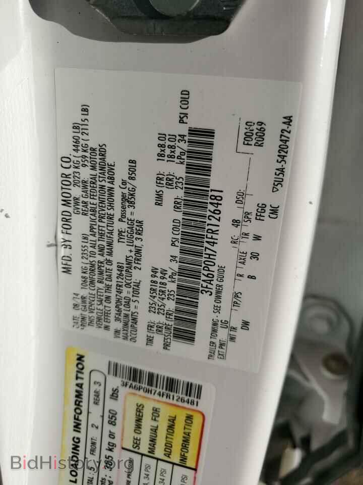 2015 FORD FUSION - VIN: 3FA6P0H74FR126481 - Фото 12