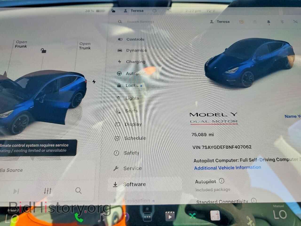 2022 TESLA MODEL Y - VIN: 7SAYGDEF8NF407062 - Фото 9