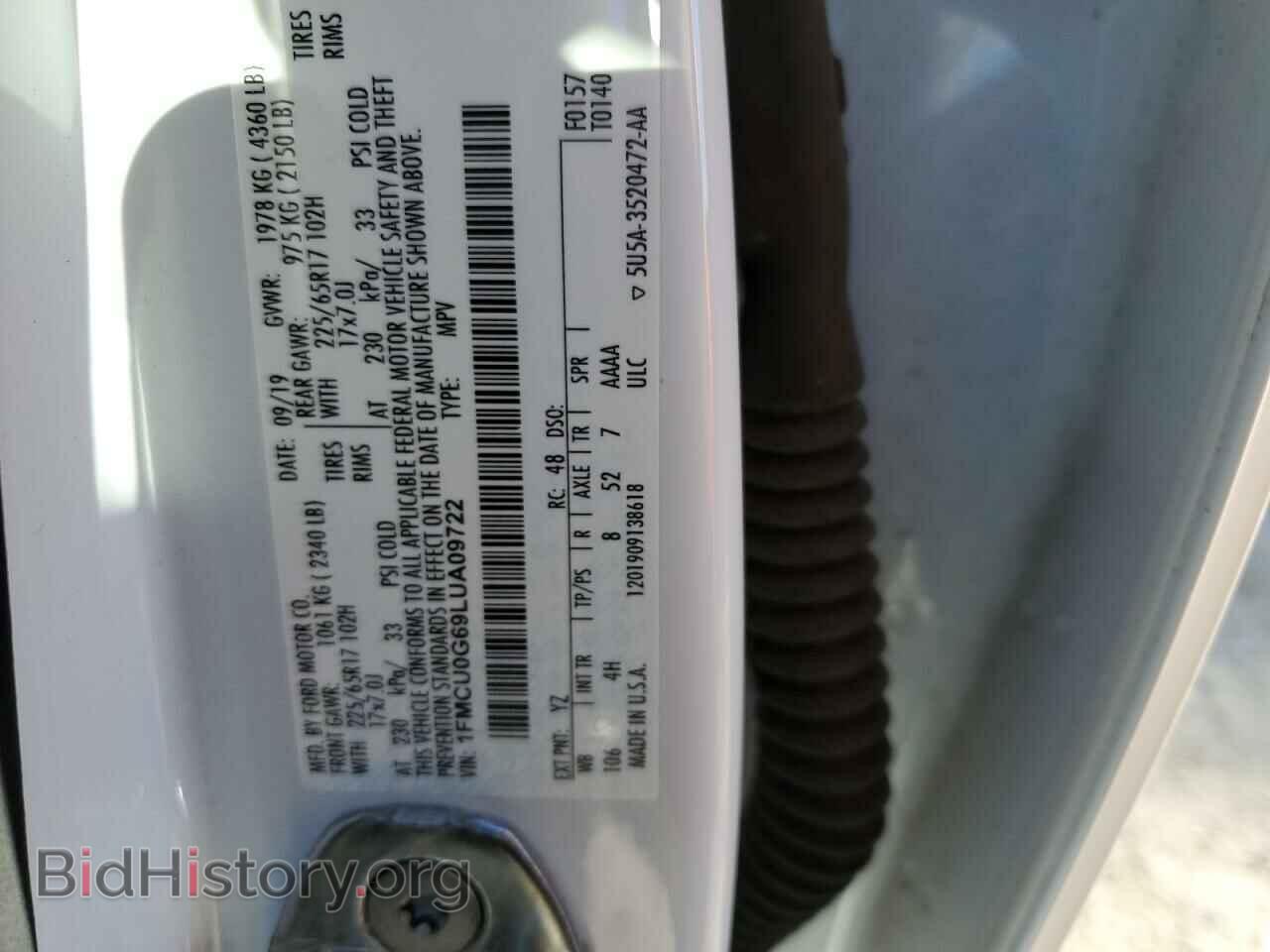 2020 FORD ESCAPE - VIN: 1FMCU0G69LUA09722 - Фото 13