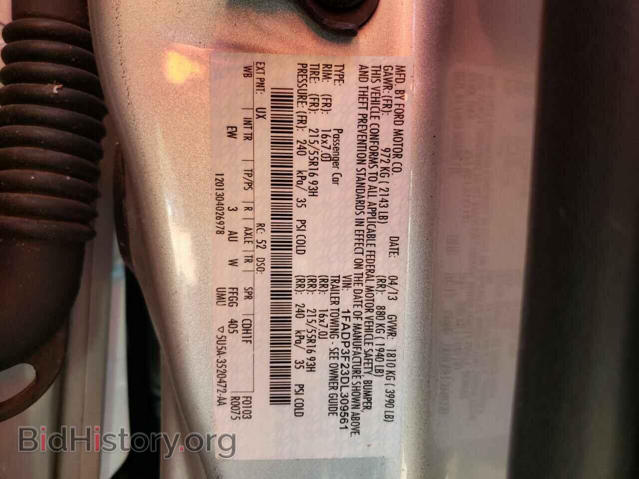 2013 FORD FOCUS - VIN: 1FADP3F23DL309561 - Фото 12