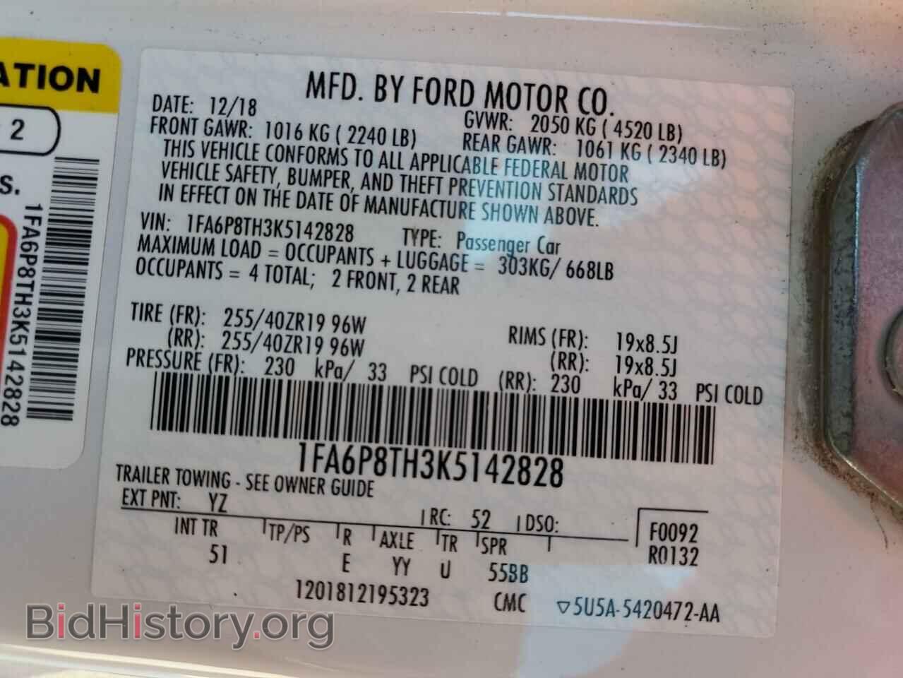 2019 FORD ALL Models - VIN: 1FA6P8TH3K5142828 - Photo 13