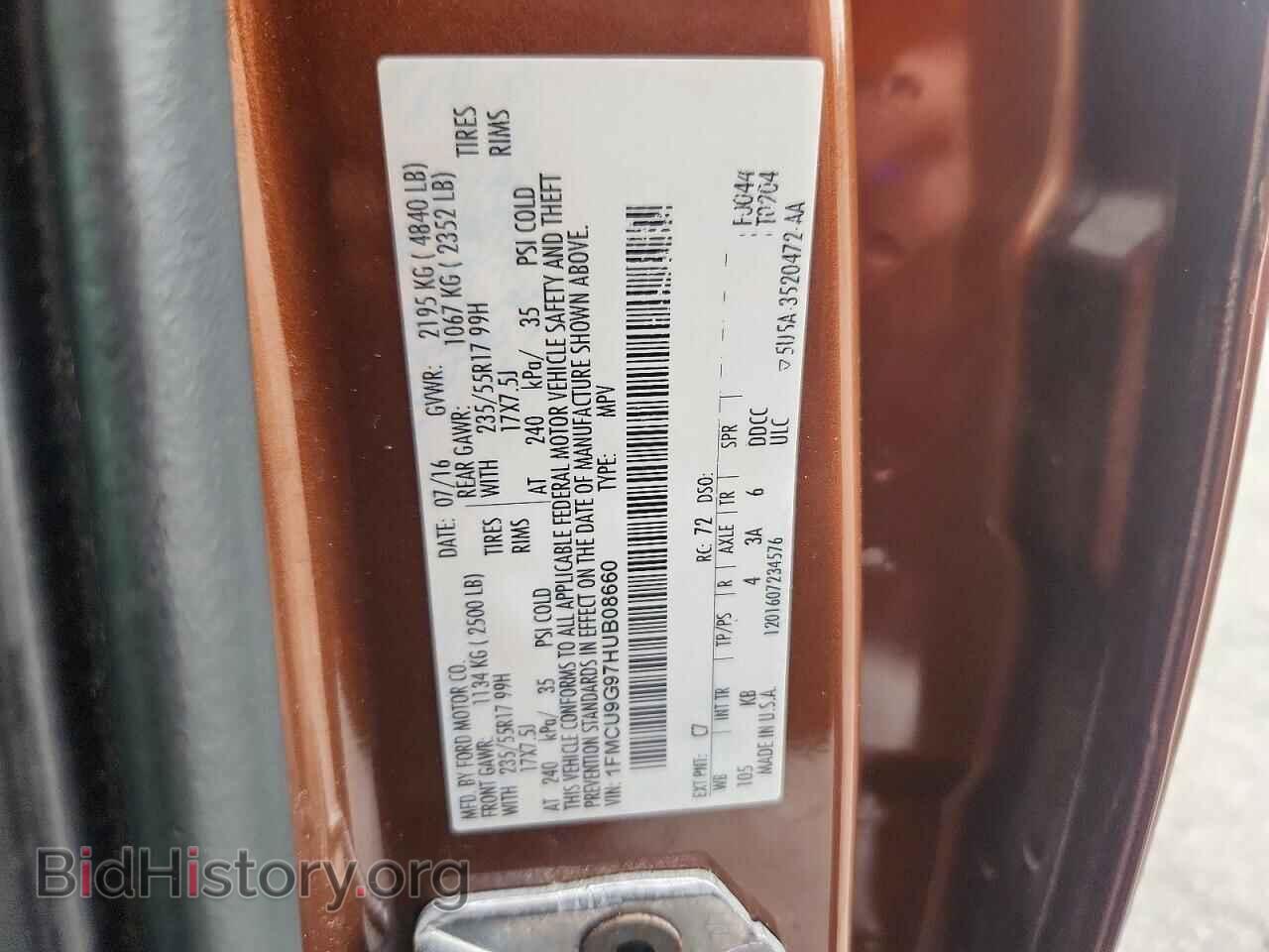 2017 FORD ESCAPE - VIN: 1FMCU9G97HUB08660 - Photo 13