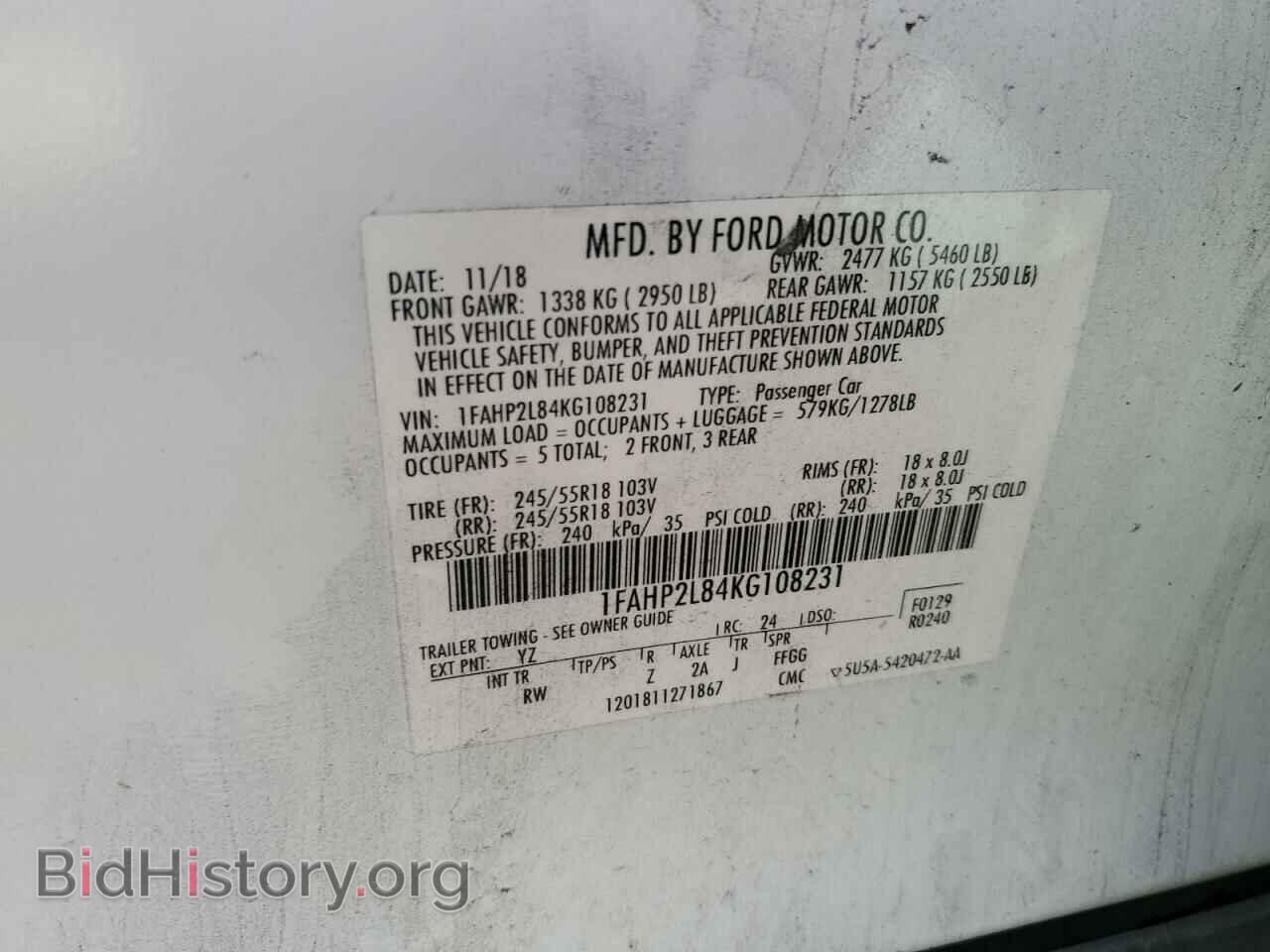 2019 FORD TAURUS - VIN: 1FAHP2L84KG108231 - Фото 13