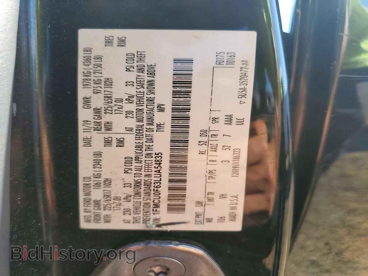 2020 FORD ESCAPE - VIN: 1FMCU0F63LUA54835 - Photo 13