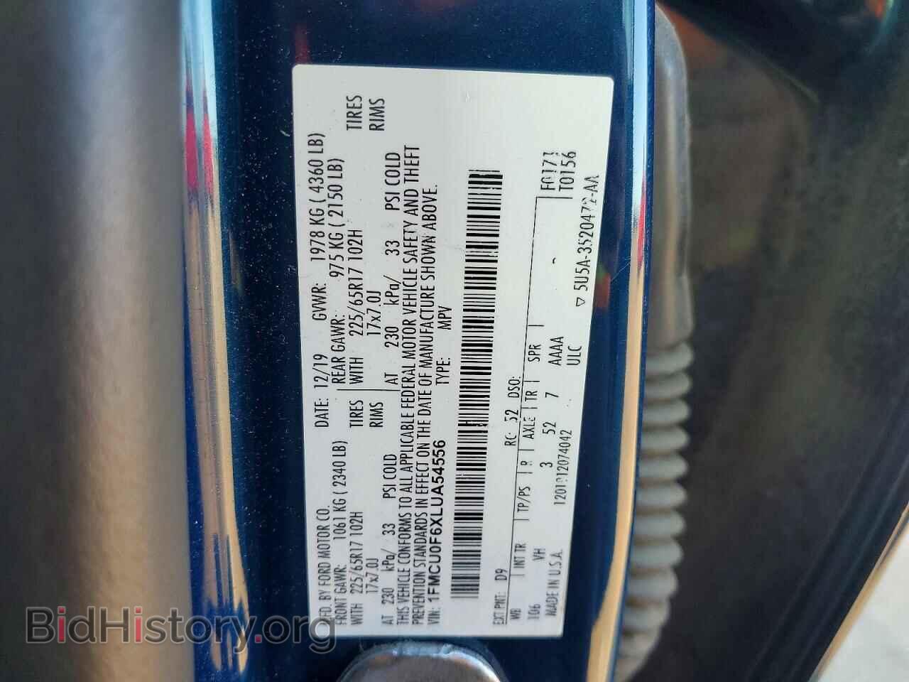 2020 FORD ESCAPE - VIN: 1FMCU0F6XLUA54556 - Photo 12