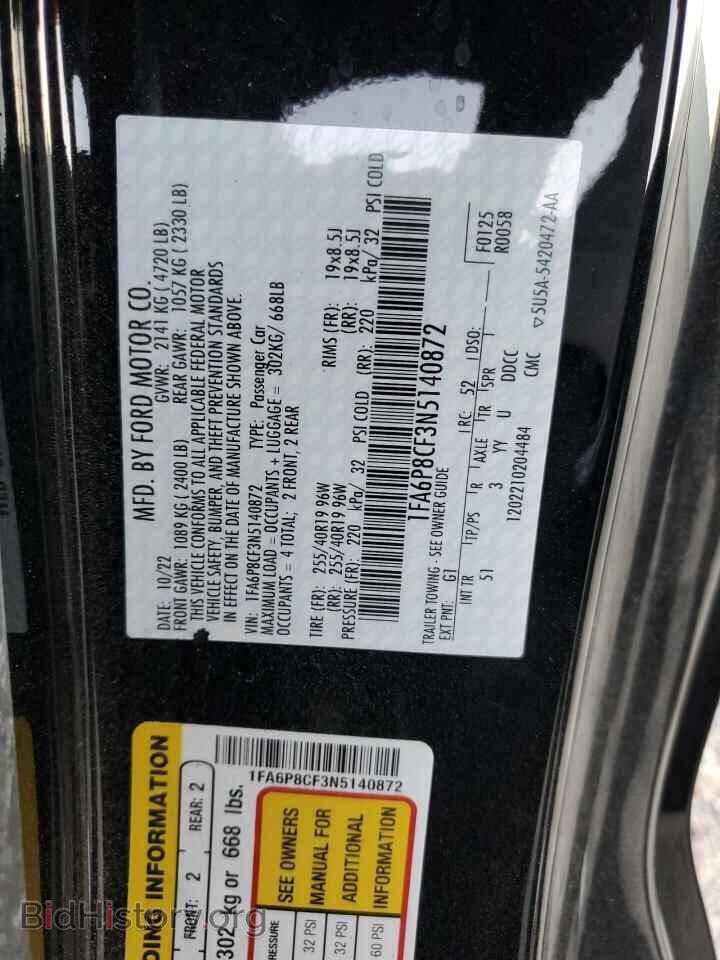 2022 FORD MUSTANG - VIN: 1FA6P8CF3N5140872 - Фото 13
