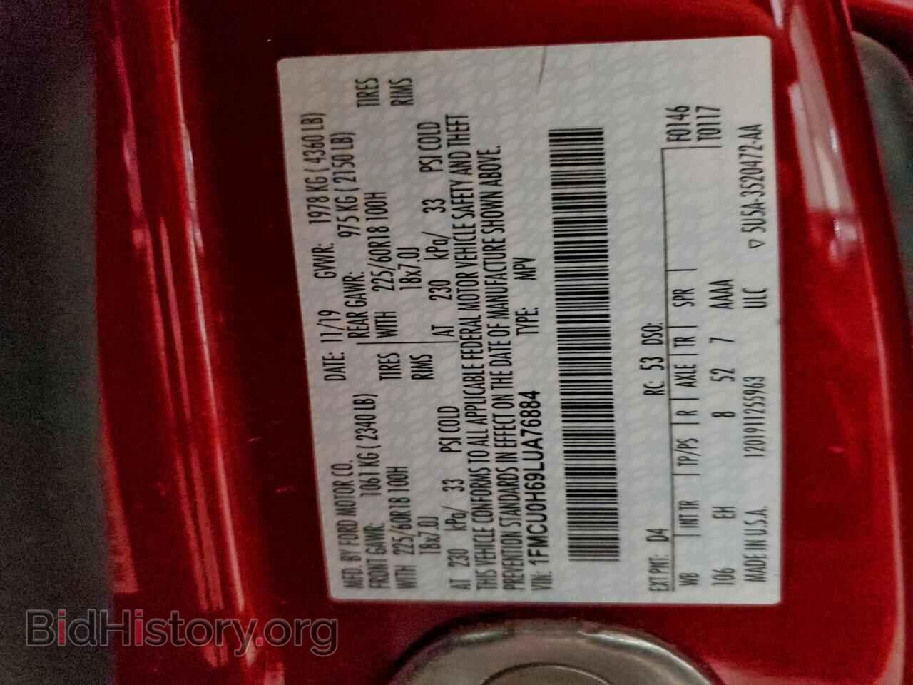 2020 FORD ESCAPE - VIN: 1FMCU0H69LUA76884 - Photo 13