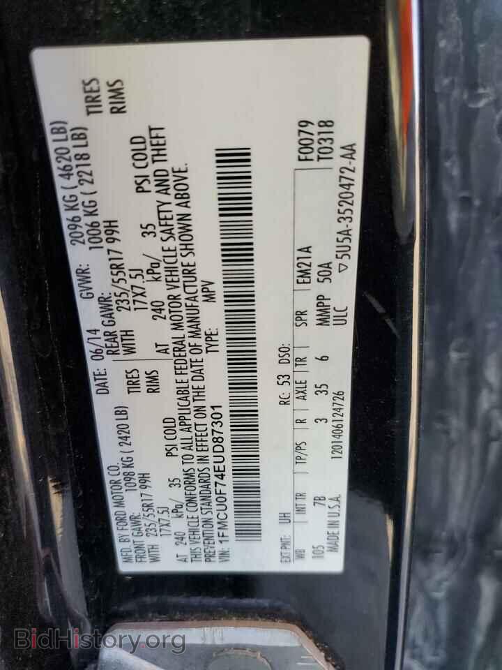 2014 FORD ESCAPE - VIN: 1FMCU0F74EUD87301 - Фото 12