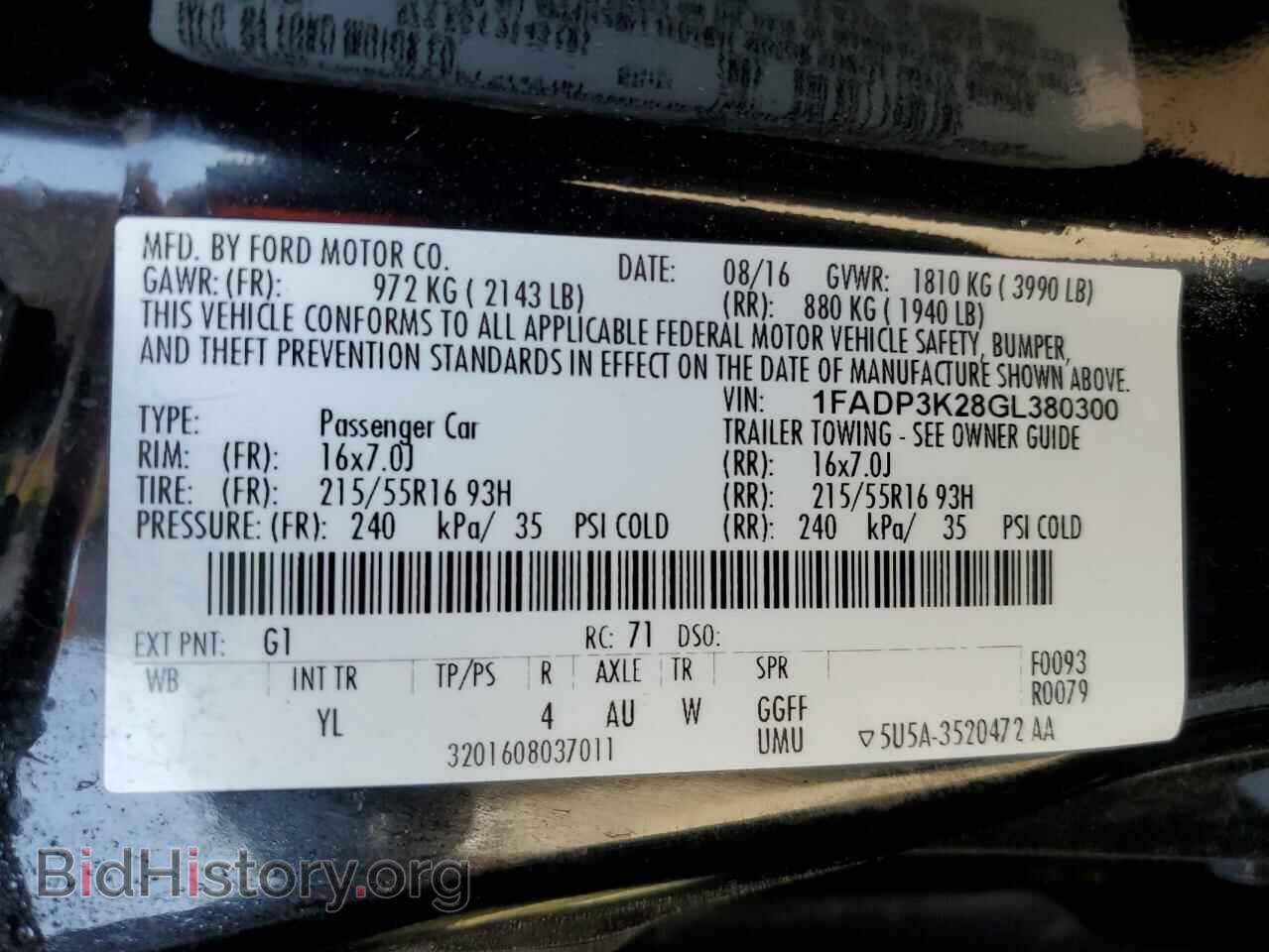 2016 FORD FOCUS - VIN: 1FADP3K28GL380300 - Фото 12