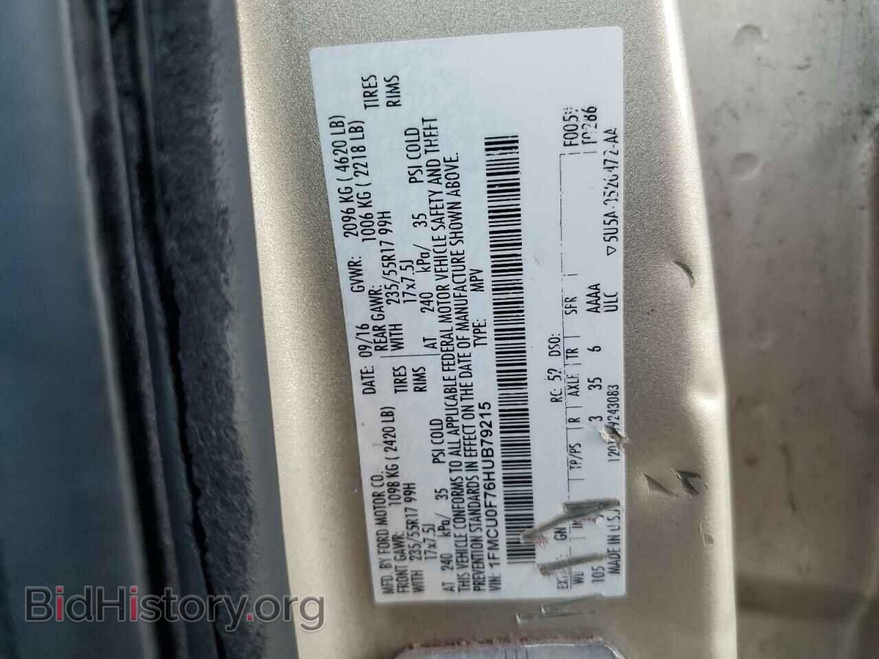 2017 FORD ESCAPE - VIN: 1FMCU0F76HUB79215 - Photo 12