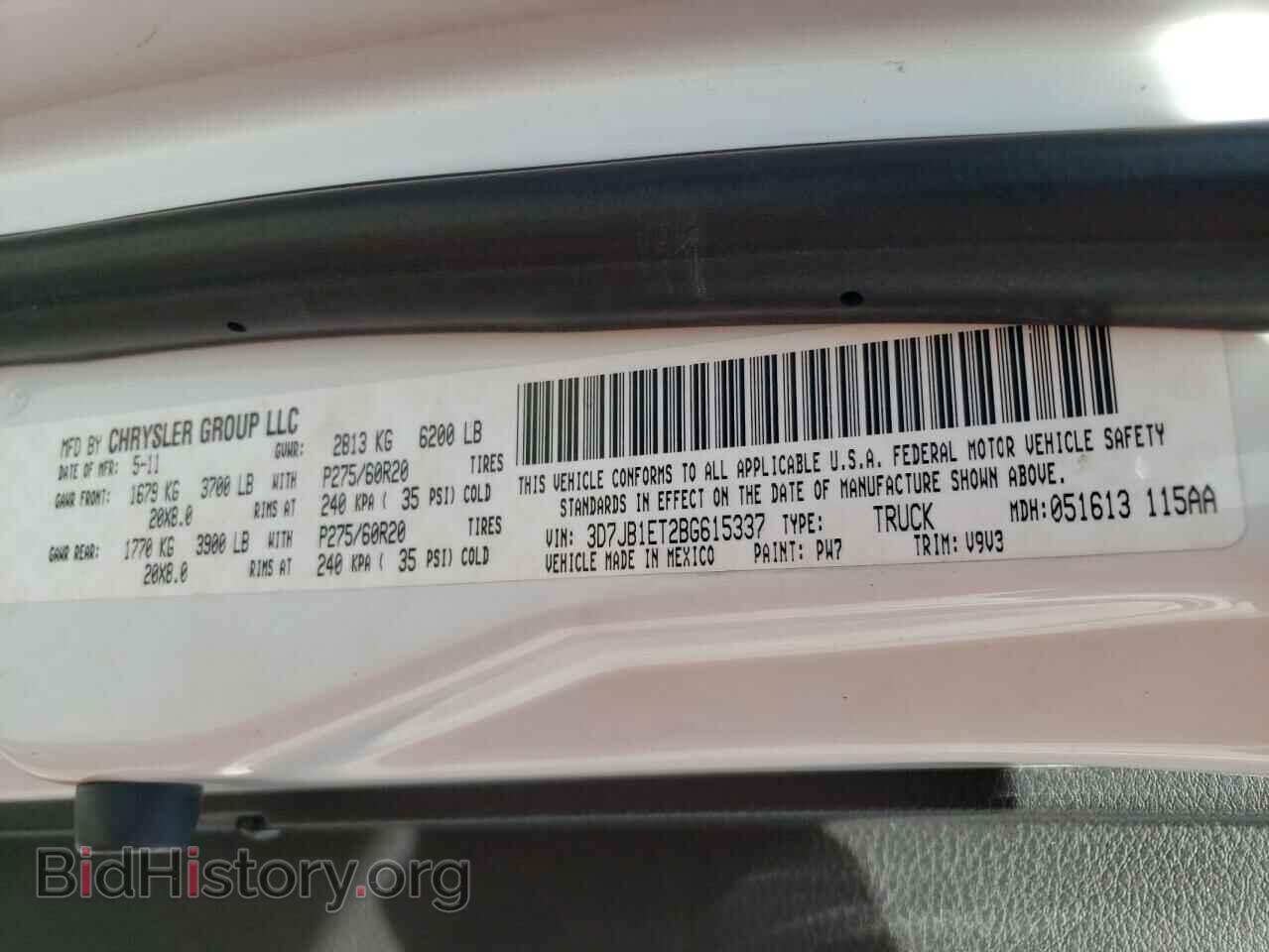 2011 DODGE All Models - VIN: 3D7JB1ET2BG615337 - Фото 12